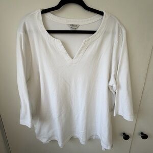 Orvis White V-Neck Tunic Top XXL Soft PNW Cozy Everyday Layer